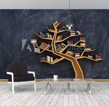 Picture of Concept of science Bookshelf full of books in form of tree on a